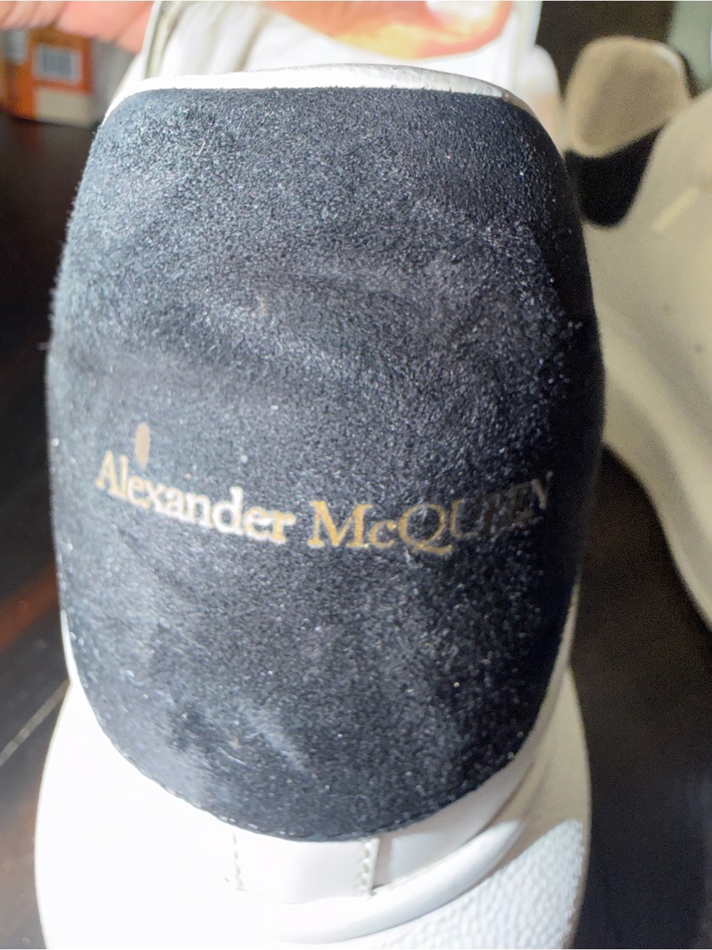 Alexander McQueen White Leather Oversized Sneakers with Black Heel Tab - Picture 7 of 13